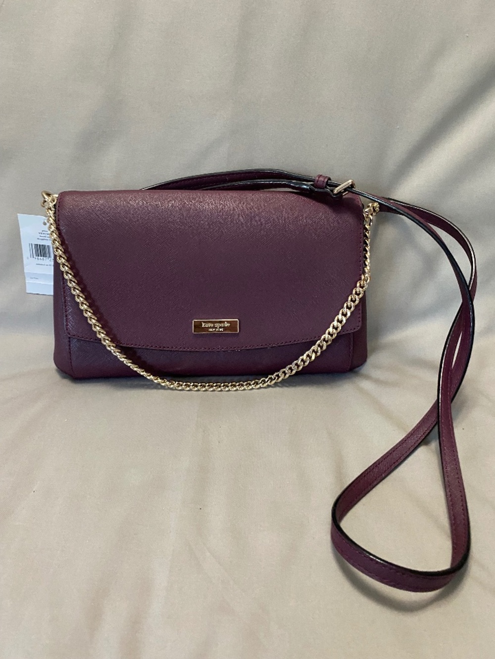 Kate Spade Laurel Way Greer Leather Crossbody purse bag in deep plum  (NWT)
